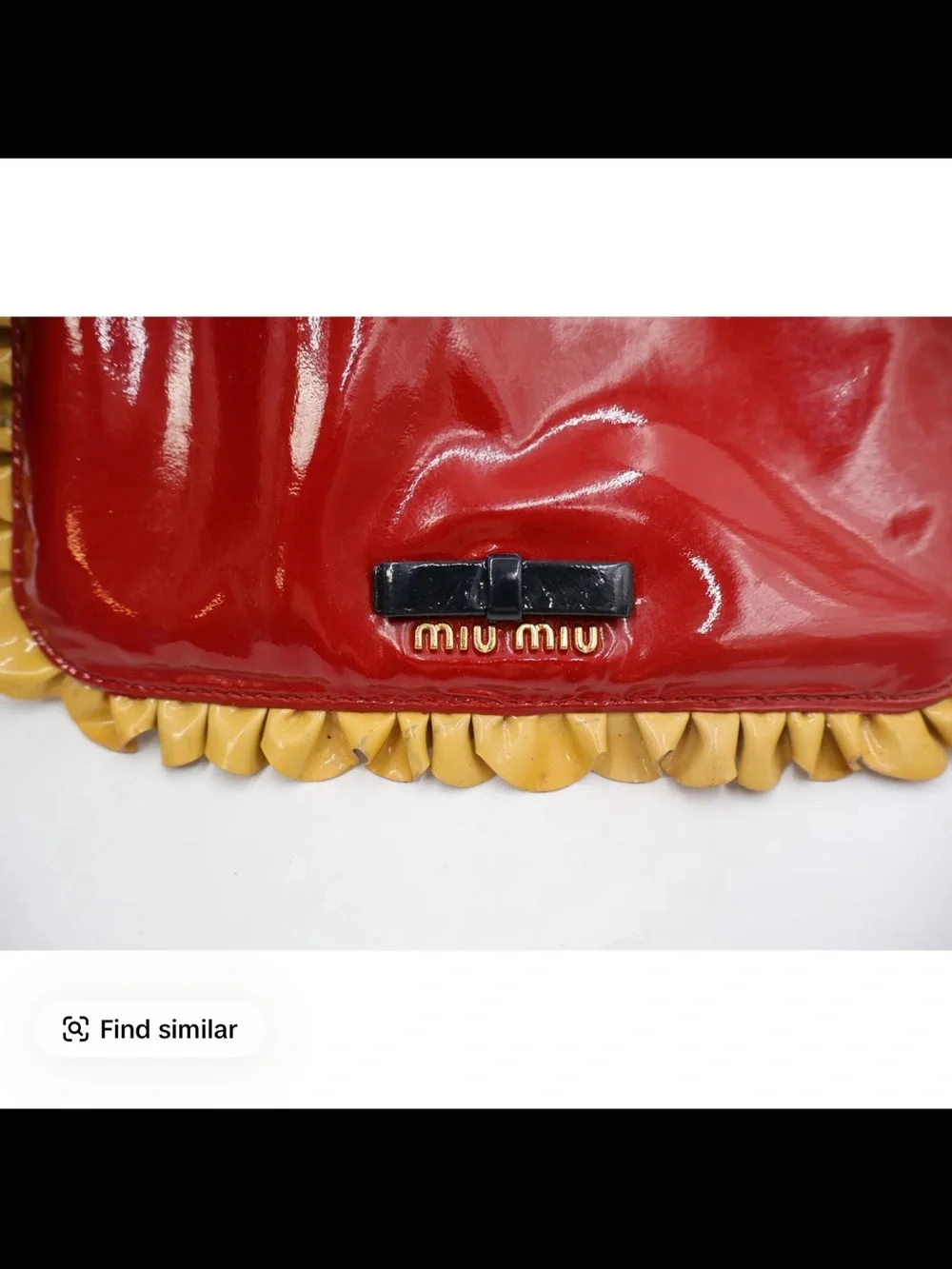 Miu Miu Burgundy Patent Leather Ruffle-Trim bag